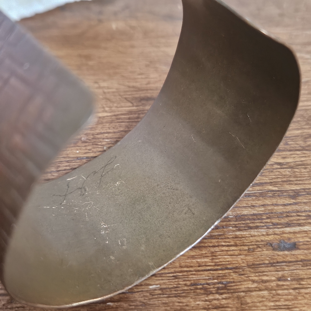 Textured Copper Cuff Bracelet Artisan Style With Patina - Picture 4 of 7